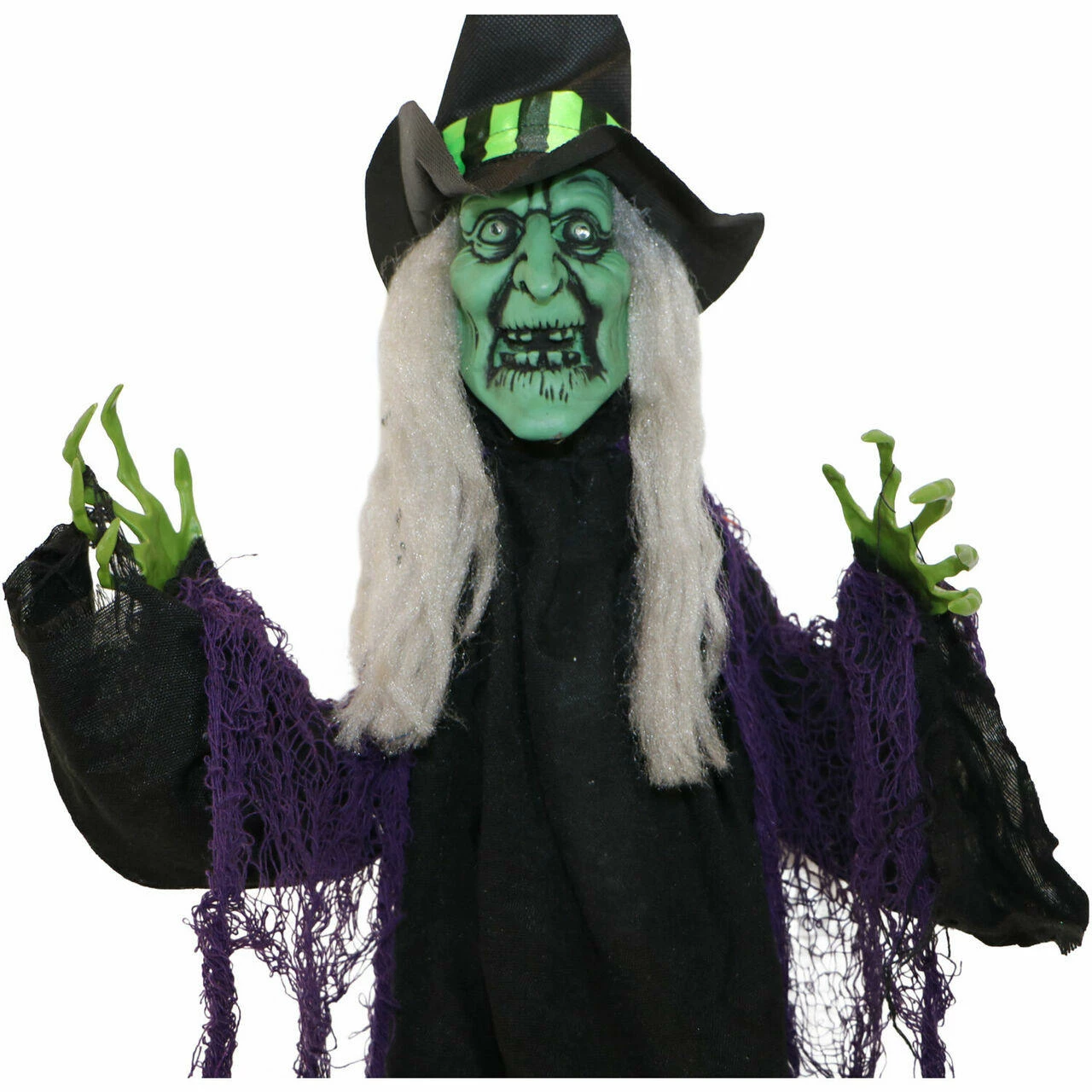 Fraser Hill Farm Haunted Hill Farm 40-In. Hanging Witch Prop With Red LED Eyes, Indoor Or Covered Outdoor Halloween Decoration, Battery-Operated, Whining Wench, HHWITCH-29HLSA - Image 6