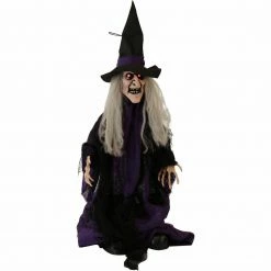 Fraser Hill Farm Haunted Hill Farm 2.25-ft. Animatronic Witch, Red LED Eyes, Poseable, Battery, Hazel