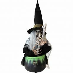 Fraser Hill Farm Haunted Hill Farm 1.6-ft. Animated Witch, Red/Green LED Eyes, Battery, Evanora