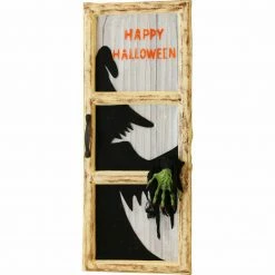 Fraser Hill Farm Haunted Hill Farm 27-In. Happy Halloween Light-Up Window With Evil Witch, Indoor Or Covered Outdoor Decoration, Battery-Operated, HHDWNDW-3LS