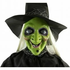 Fraser Hill Farm Life-Size Poseable Animatronic Witch With Light-up Eyes (Trixy)