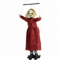 Fraser Hill Farm Haunted Hill Farm 47-In. Red The Animated Swinging Zombie Girl, Indoor Or Covered Outdoor Halloween Decoration, Battery Operated