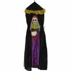 Fraser Hill Farm Haunted Hill Farm 6-Ft. Hanging Fortune Teller With Multi-Color Crystal Ball, Indoor Or Covered Outdoor Halloween Decor, Battery-Operated, HHFTWTC-2HLS