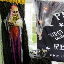 Fraser Hill Farm Haunted Hill Farm 6-Ft. Hanging Fortune Teller With Multi-Color Crystal Ball, Indoor Or Covered Outdoor Halloween Decor, Battery-Operated, HHFTWTC-2HLS -Fraser Hill Farms Shop unnamed file 2250