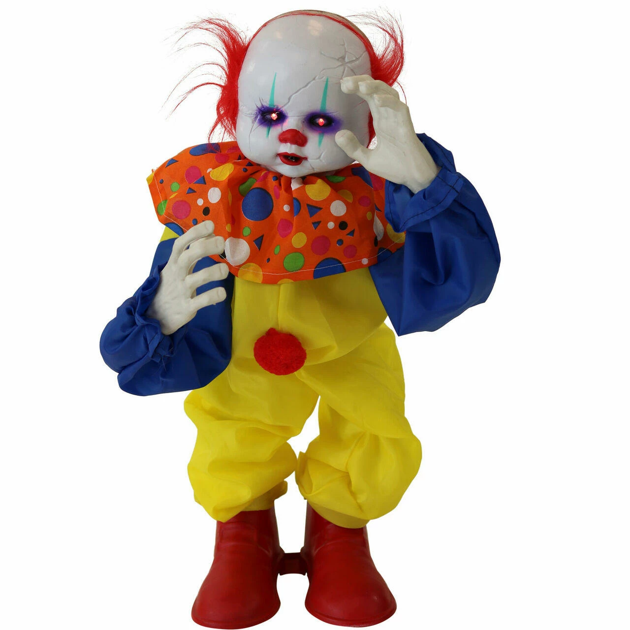 Fraser Hill Farm Haunted Hill Farm 2-ft. Animatronic Clown, Red LED Eyes, Battery, Bobo - Image 6