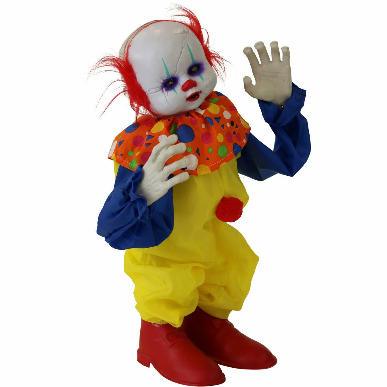 Fraser Hill Farm Haunted Hill Farm 2-ft. Animatronic Clown, Red LED Eyes, Battery, Bobo - Image 7