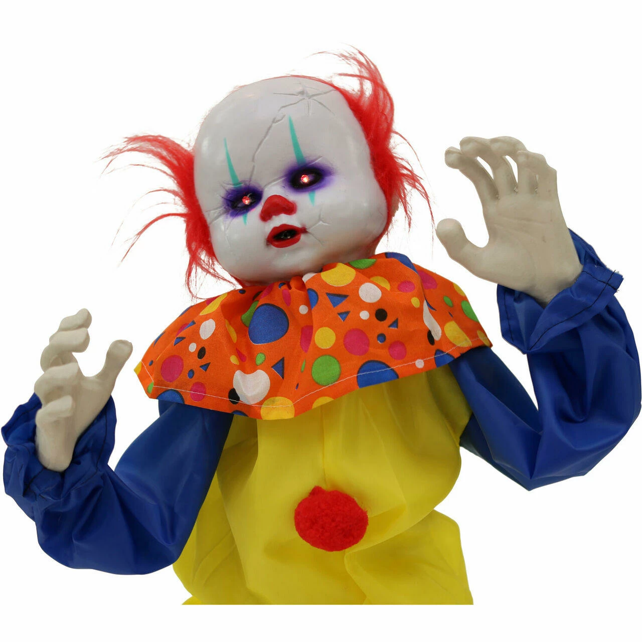 Fraser Hill Farm Haunted Hill Farm 2-ft. Animatronic Clown, Red LED Eyes, Battery, Bobo - Image 8