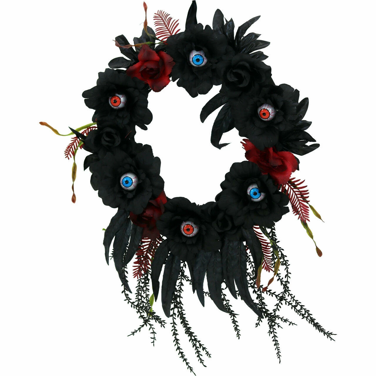 Fraser Hill Farm Haunted Hill Farm 1.9-ft. Halloween Wreath With Light-Up Eyeballs, Battery