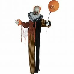 Fraser Hill Farm Life-Size Poseable Animatronic Clown With Red Flashing Eyes (Pyro)