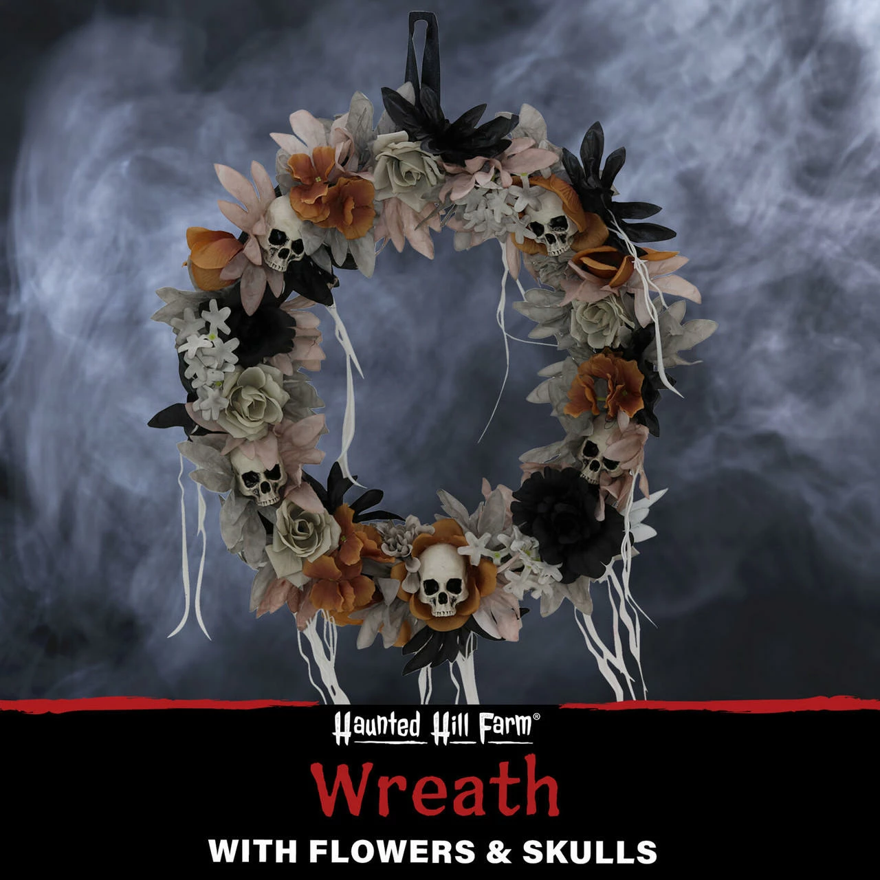 Fraser Hill Farm Haunted Hill Farm 1.83-ft. Halloween Autumn Wreath With Skulls - Image 2