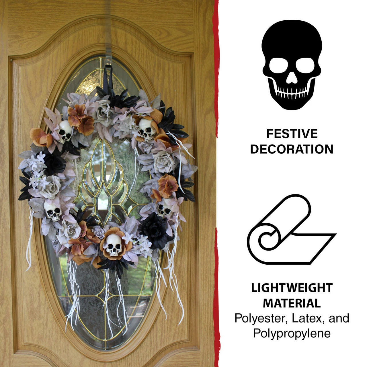 Fraser Hill Farm Haunted Hill Farm 1.83-ft. Halloween Autumn Wreath With Skulls - Image 3