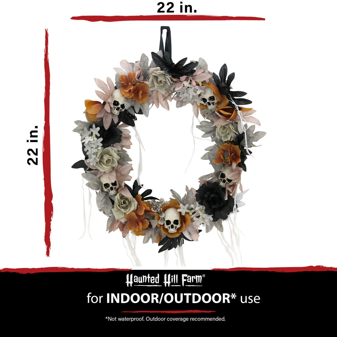 Fraser Hill Farm Haunted Hill Farm 1.83-ft. Halloween Autumn Wreath With Skulls - Image 4