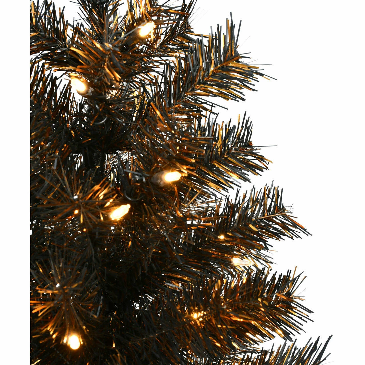 Fraser Hill Farm Haunted Hill Farm 3-Ft. Spooky Black Tinsel Tree, Warm White LED Lights - Image 6