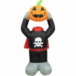 Fraser Hill Farm 6-ft. Halloween Headless Pumpkin Inflatable With Arm Motion And Lights