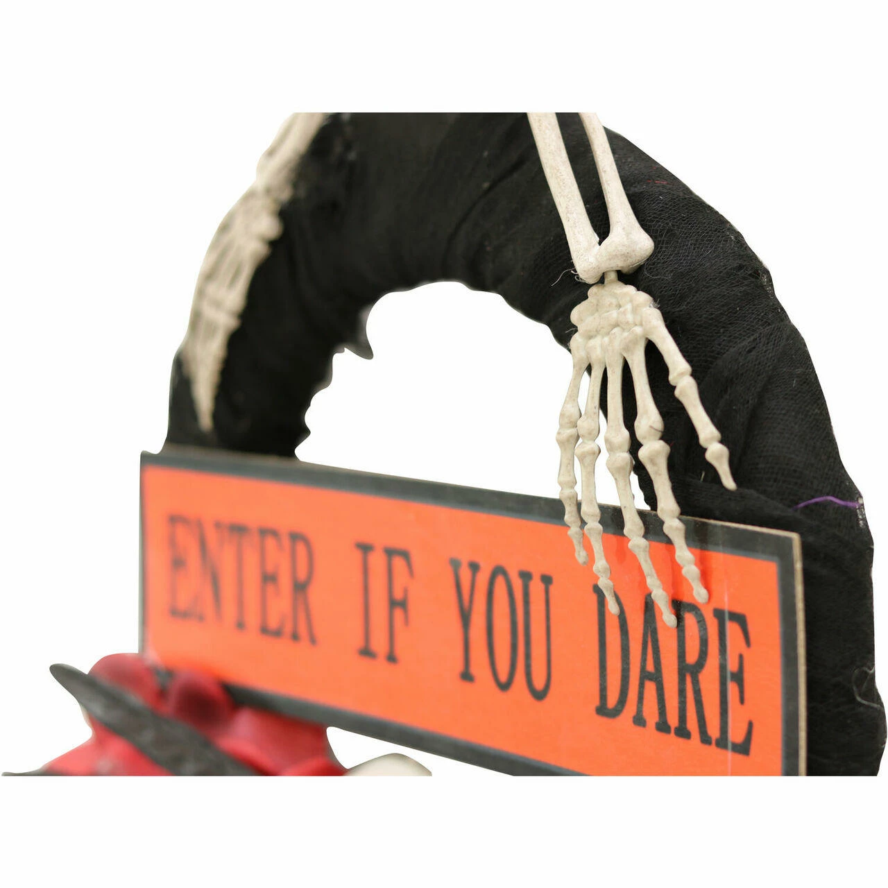 Fraser Hill Farm Haunted Hill Farm 2.25-ft. Halloween Wreath W/ Skull, "Enter If You Dare" Sign, Battery Operated - Image 7