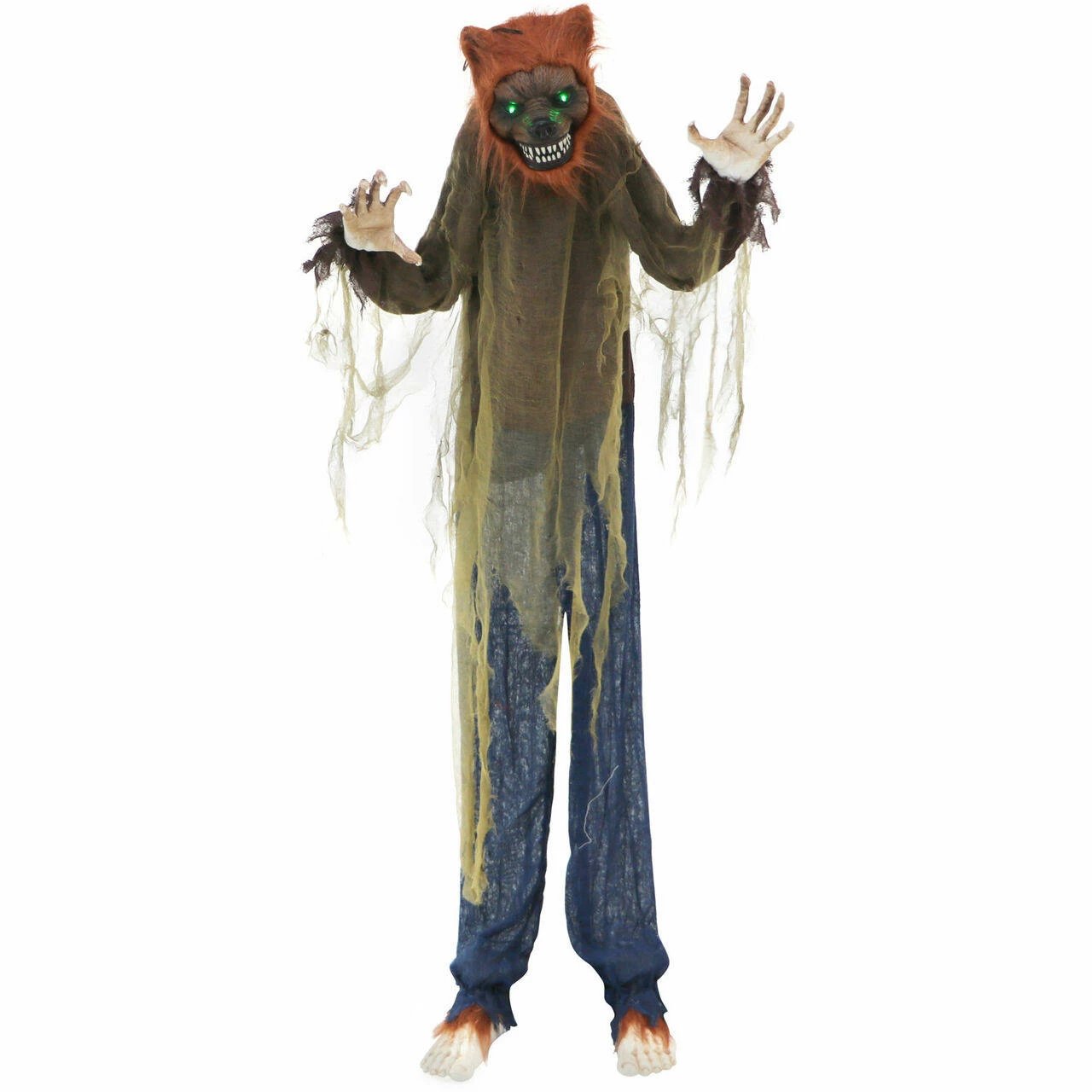 Fraser Hill Farm Haunted Hill Farm 5.2-ft. Standing Wolf Animatronic, Poseable, Battery