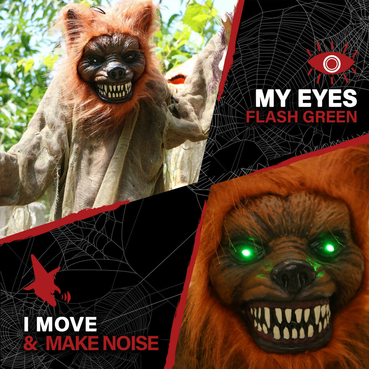 Fraser Hill Farm Haunted Hill Farm 5.2-ft. Standing Wolf Animatronic, Poseable, Battery - Image 2