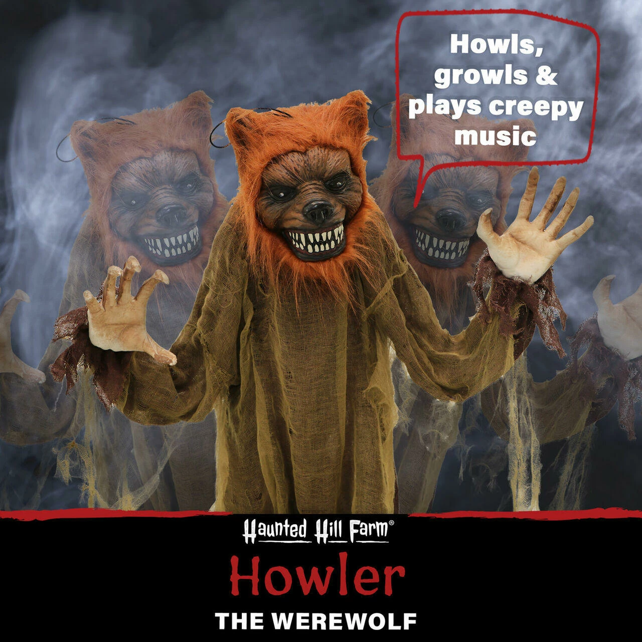 Fraser Hill Farm Haunted Hill Farm 5.2-ft. Standing Wolf Animatronic, Poseable, Battery - Image 3