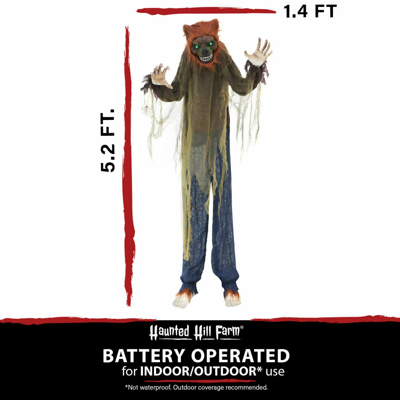 Fraser Hill Farm Haunted Hill Farm 5.2-ft. Standing Wolf Animatronic, Poseable, Battery - Image 5
