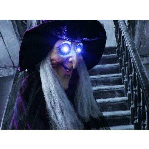 Fraser Hill Farm Life-Size Animatronic Talking Witch W/ Broomstick & Rotating Body - Image 6