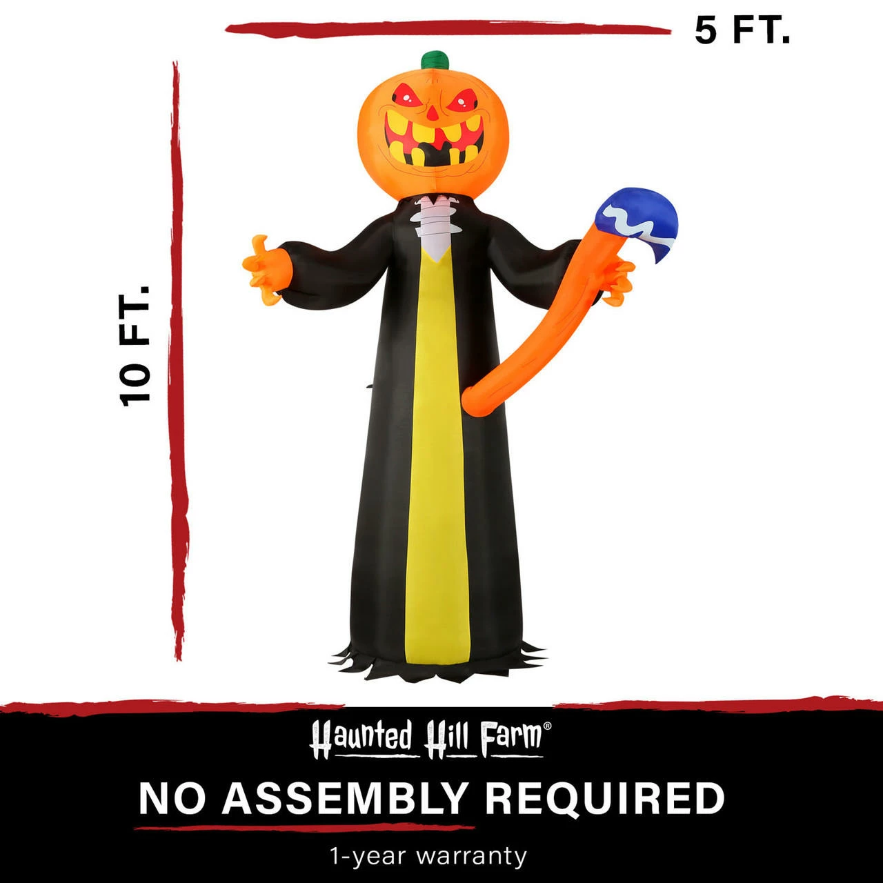 Fraser Hill Farm Haunted Hill Farm 10-Ft. Pre-Lit Inflatable Jack-O-Lantern Reaper - Image 3