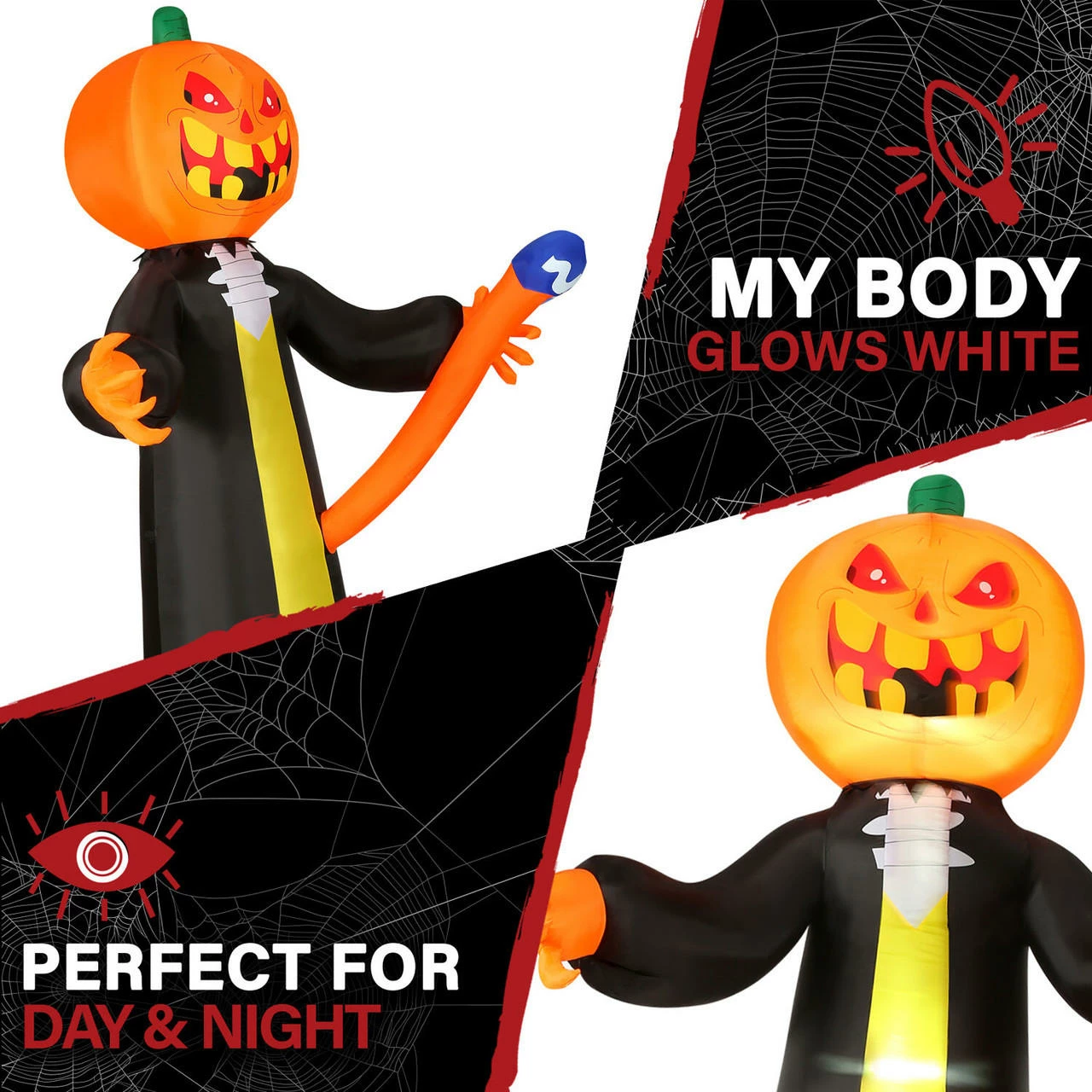 Fraser Hill Farm Haunted Hill Farm 10-Ft. Pre-Lit Inflatable Jack-O-Lantern Reaper - Image 4