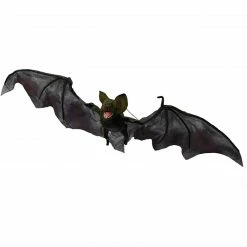 Fraser Hill Farm Haunted Hill Farm 34-In Wide BAX The Animated Hanging Bat W/ Flapping Wings, Indoor Or Covered Outdoor Halloween Decoration, Battery-Operated