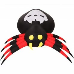 Fraser Hill Farm Haunted Hill Farm 5.9-Ft. Wide Inflatable Black And Red Spider With Multi-Color Disco Lights