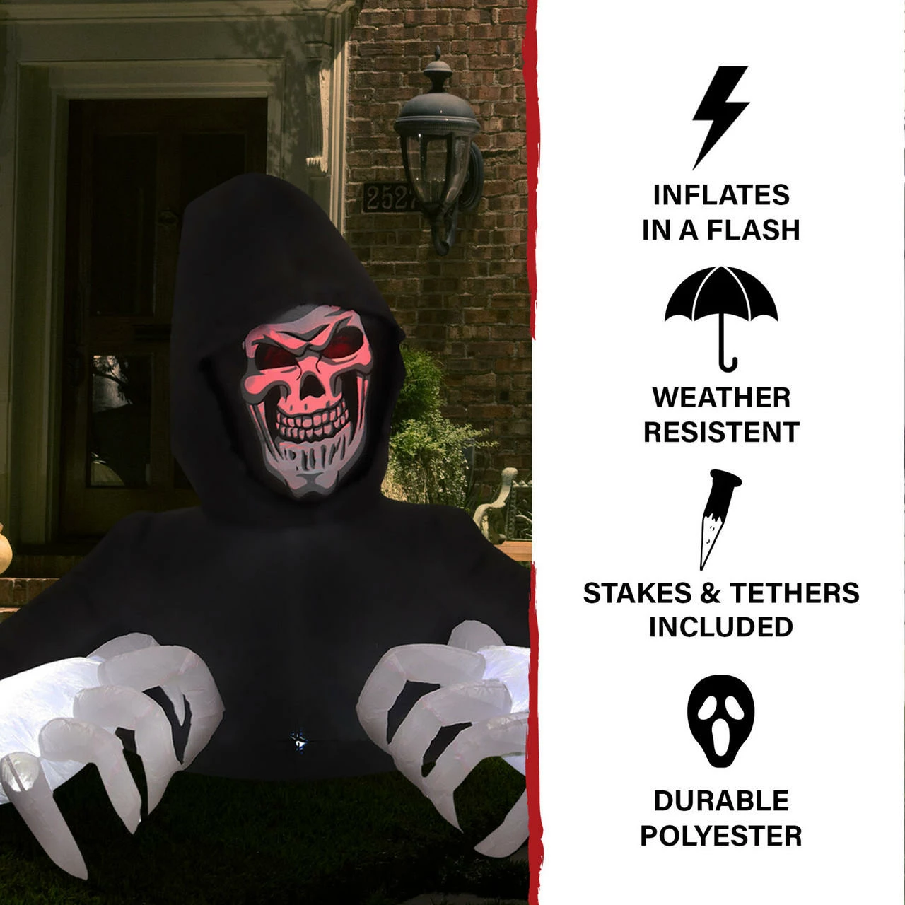 Fraser Hill Farm Haunted Hill Farm 4.9-Ft. Inflatable Pre-Lit Grim Reaper - Image 2
