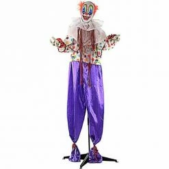 Fraser Hill Farm Haunted Hill Farm 65-In. Scary Talking Clown Prop With Flashing Red Eyes, Indoor Or Covered Outdoor Halloween Decoration, Battery-Operated, HHCLOWN-1FLA