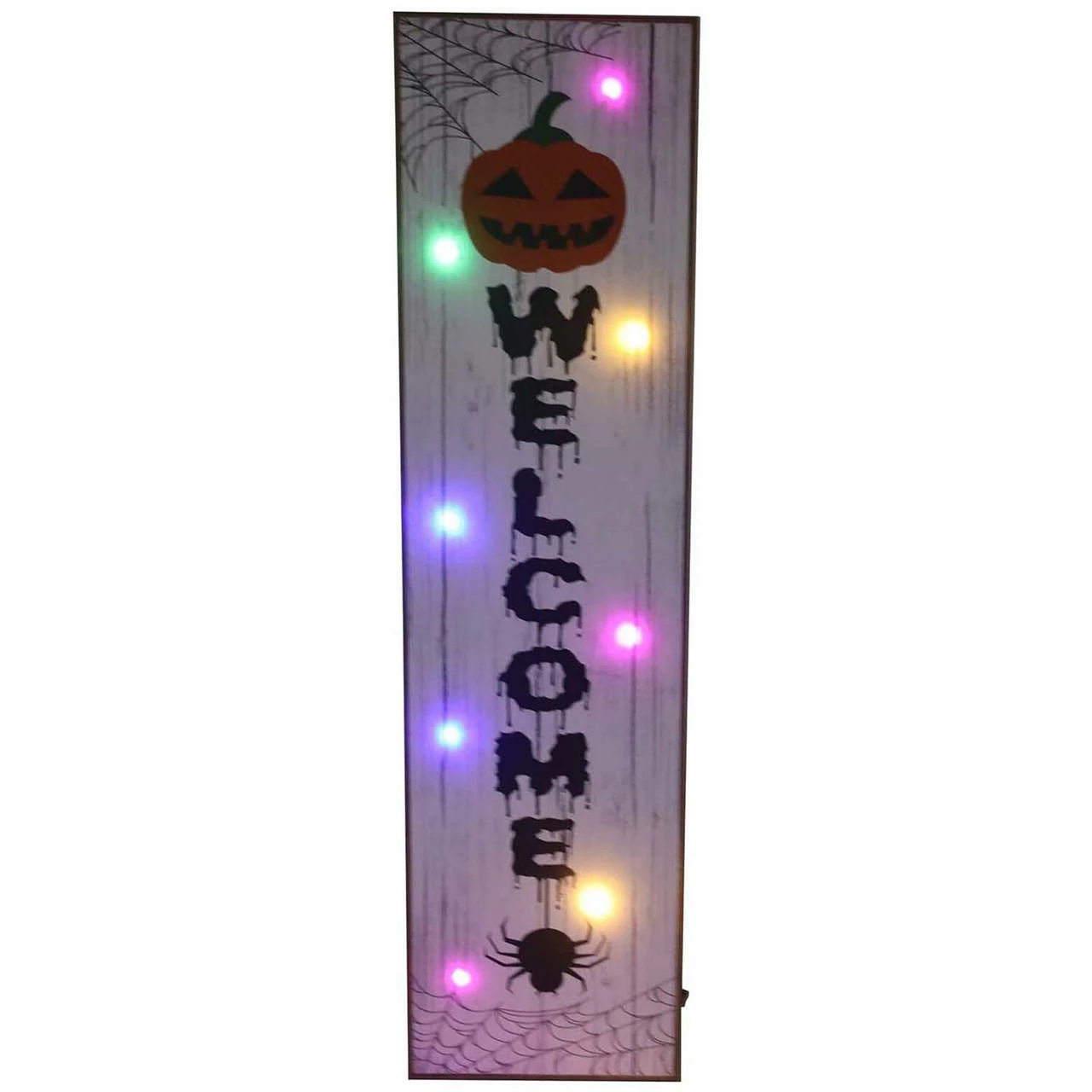 Fraser Hill Farm 45-In. WELCOME Halloween Porch Leaner Sign With LED Lights, Outdoor Porch Decoration, White - Image 8