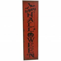Fraser Hill Farm 45-In. Orange & Black HAPPY HALLOWEEN Porch Leaner Sign With LED Lights, Outdoor Porch Decoration