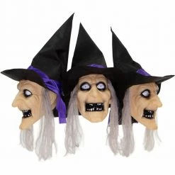 Fraser Hill Farm Haunted Hill Farm 3-Piece Witch Lawn Stakes With Flashing Eyes And Spooky Sounds, Outdoor Halloween Decoration, Battery Operated