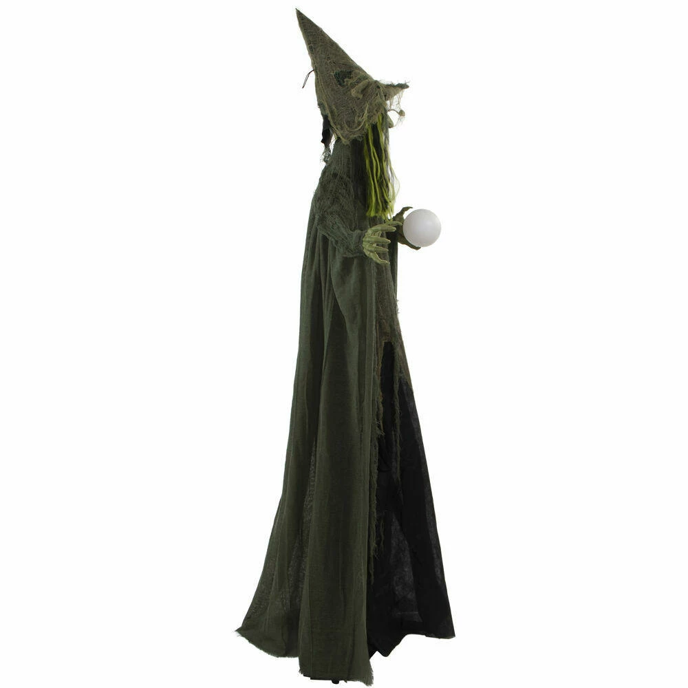 Fraser Hill Farm Haunted Hill Farm 6-Ft. Buella The Animated Fortune-Telling Witch, Indoor Or Covered Outdoor Halloween Decoration, Battery Operated - Image 9