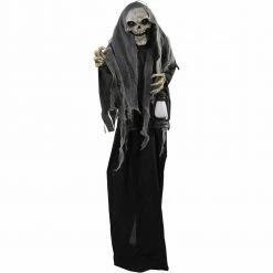 Fraser Hill Farm Haunted Hill Farm 71-In. Lampa Solais The Animated Gruesome Reaper W/ Lantern, Indoor Or Covered Outdoor Halloween Decoration, Battery Operated