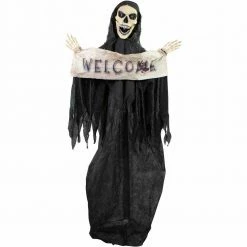Fraser Hill Farm Haunted Hill Farm 67-In. Azrail The Animated Welcome Reaper, Indoor Or Covered Outdoor Halloween Decoration, Battery Operated