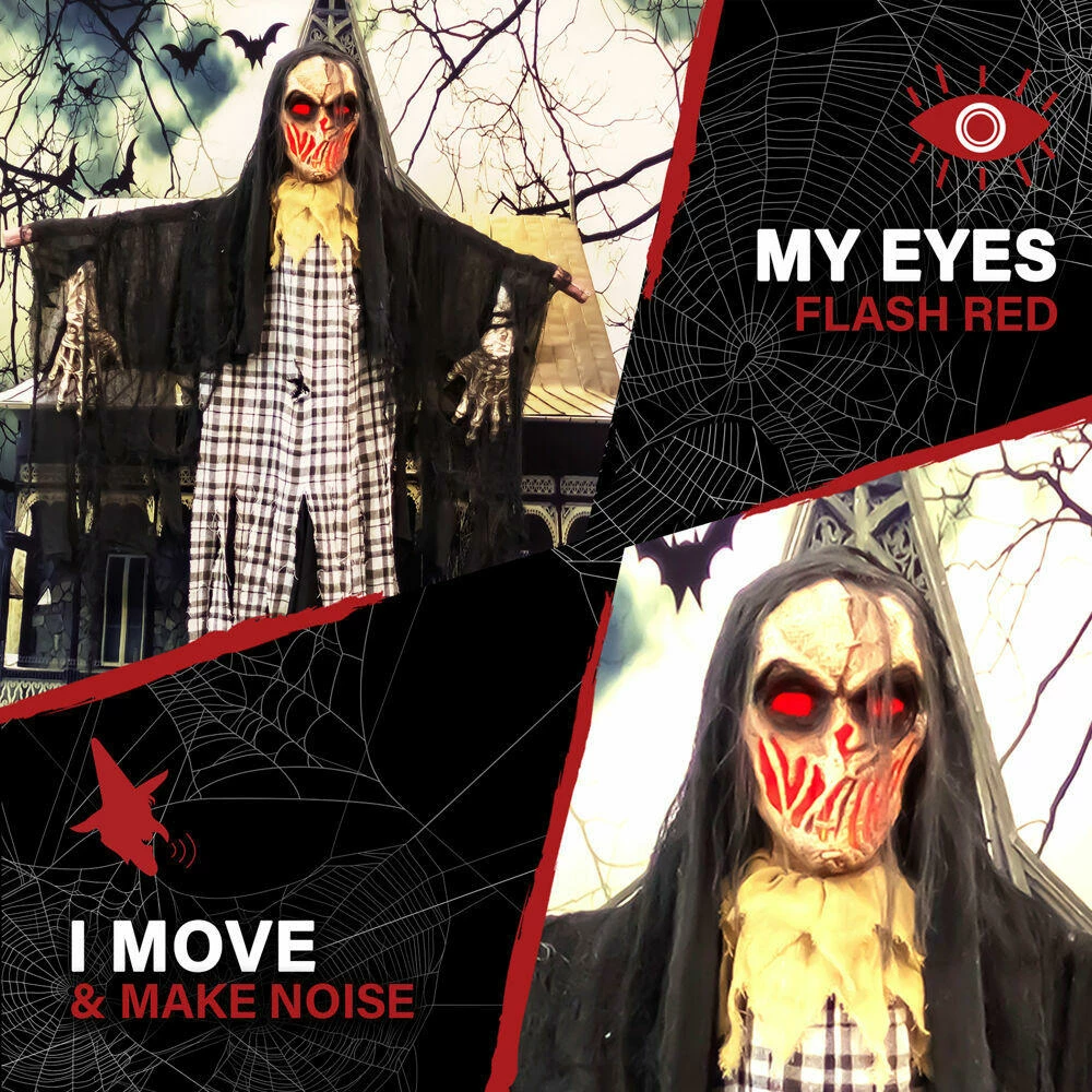 Fraser Hill Farm Haunted Hill Farm 70-In. Charles The Animated Scarecrow Reaper, Indoor Or Covered Outdoor Halloween Decoration, Battery Operated - Image 4