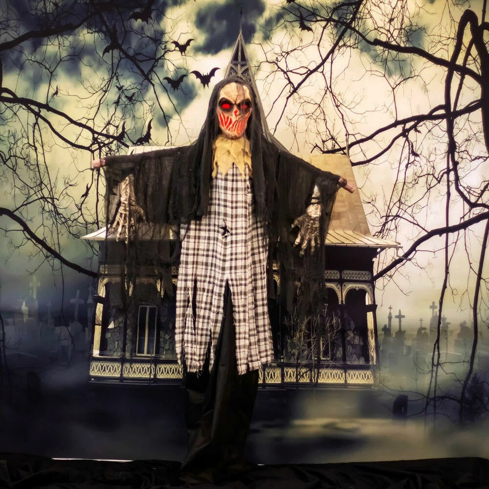 Fraser Hill Farm Haunted Hill Farm 70-In. Charles The Animated Scarecrow Reaper, Indoor Or Covered Outdoor Halloween Decoration, Battery Operated - Image 6