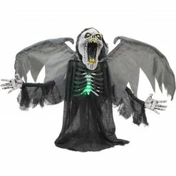 Fraser Hill Farm Haunted Hill Farm 29.5-In. Gabriel The Animated Winged Reaper, Indoor Or Covered Outdoor Halloween Decoration, Battery Operated
