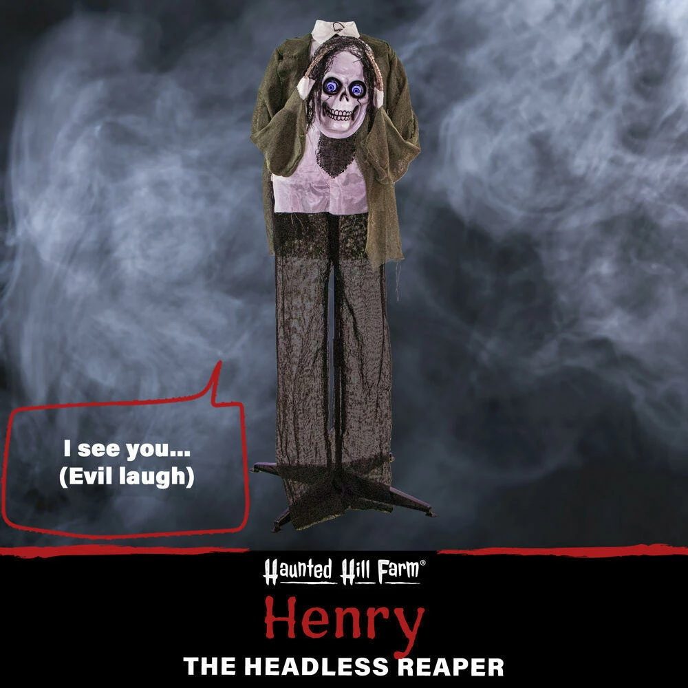 Fraser Hill Farm Haunted Hill Farm 53-In. Henry The Headless Reaper W/ Animated Eyes, Indoor Or Covered Outdoor Halloween Decoration, Battery Operated - Image 2