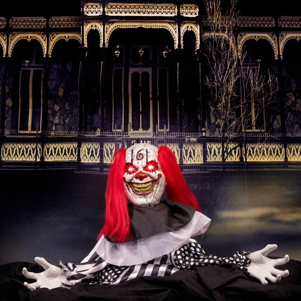 Fraser Hill Farm Haunted Hill Farm 18-In. Buggy The Animated Groundbreaker Clown, Indoor Or Covered Outdoor Halloween Decoration, Battery Operated - Image 6