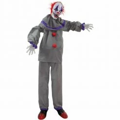 Fraser Hill Farm 5-Ft. Grins The Animated Clown, Halloween Decoration, Battery Operated