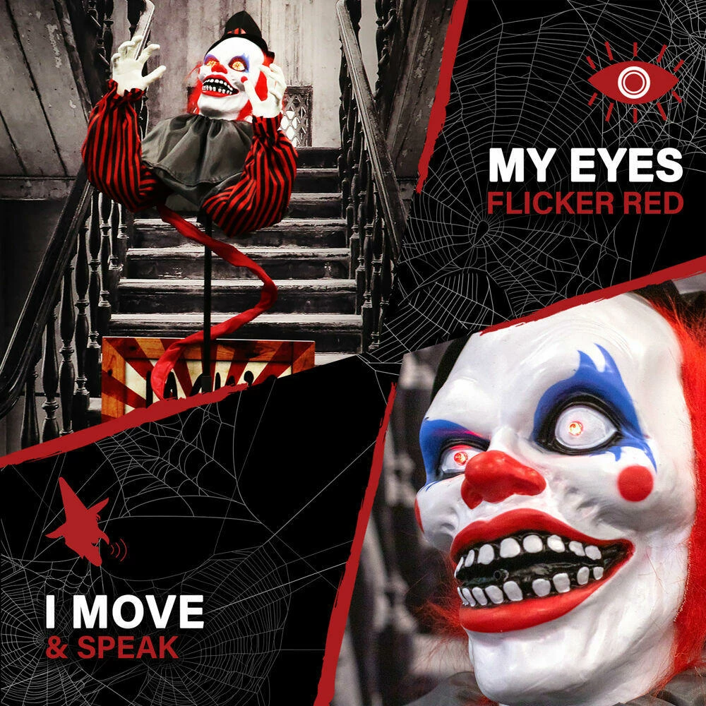 Fraser Hill Farm Haunted Hill Farm 69-In. Jack The Animated Clown In A Box, Indoor Or Covered Outdoor Halloween Decoration, Battery Operated - Image 4