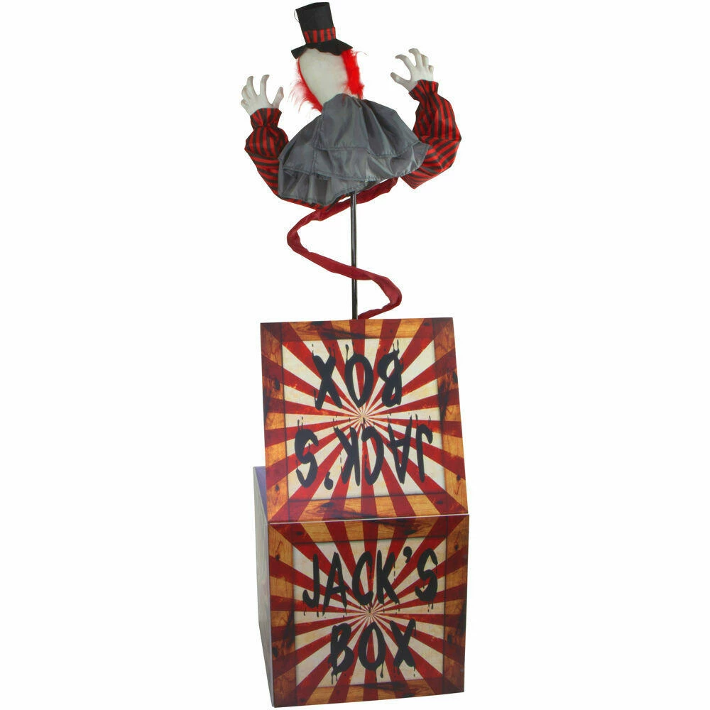 Fraser Hill Farm Haunted Hill Farm 69-In. Jack The Animated Clown In A Box, Indoor Or Covered Outdoor Halloween Decoration, Battery Operated - Image 6