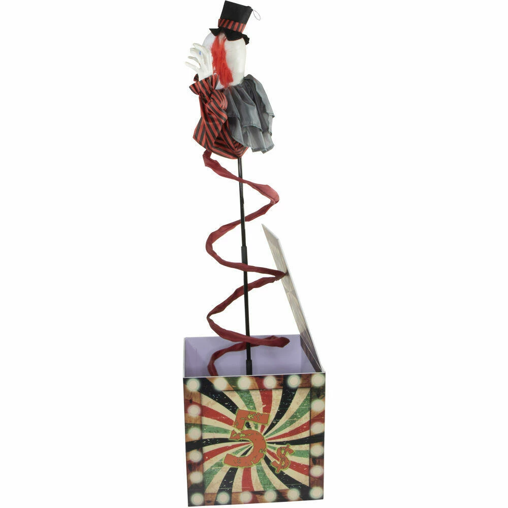Fraser Hill Farm Haunted Hill Farm 69-In. Jack The Animated Clown In A Box, Indoor Or Covered Outdoor Halloween Decoration, Battery Operated - Image 7