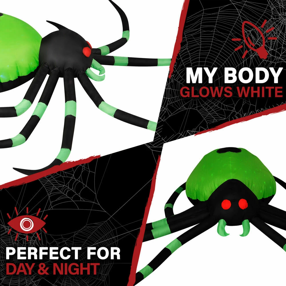 Fraser Hill Farm Haunted Hill Farm 6.5-Ft. Inflatable Pre-Lit Black And Green Spider - Image 4
