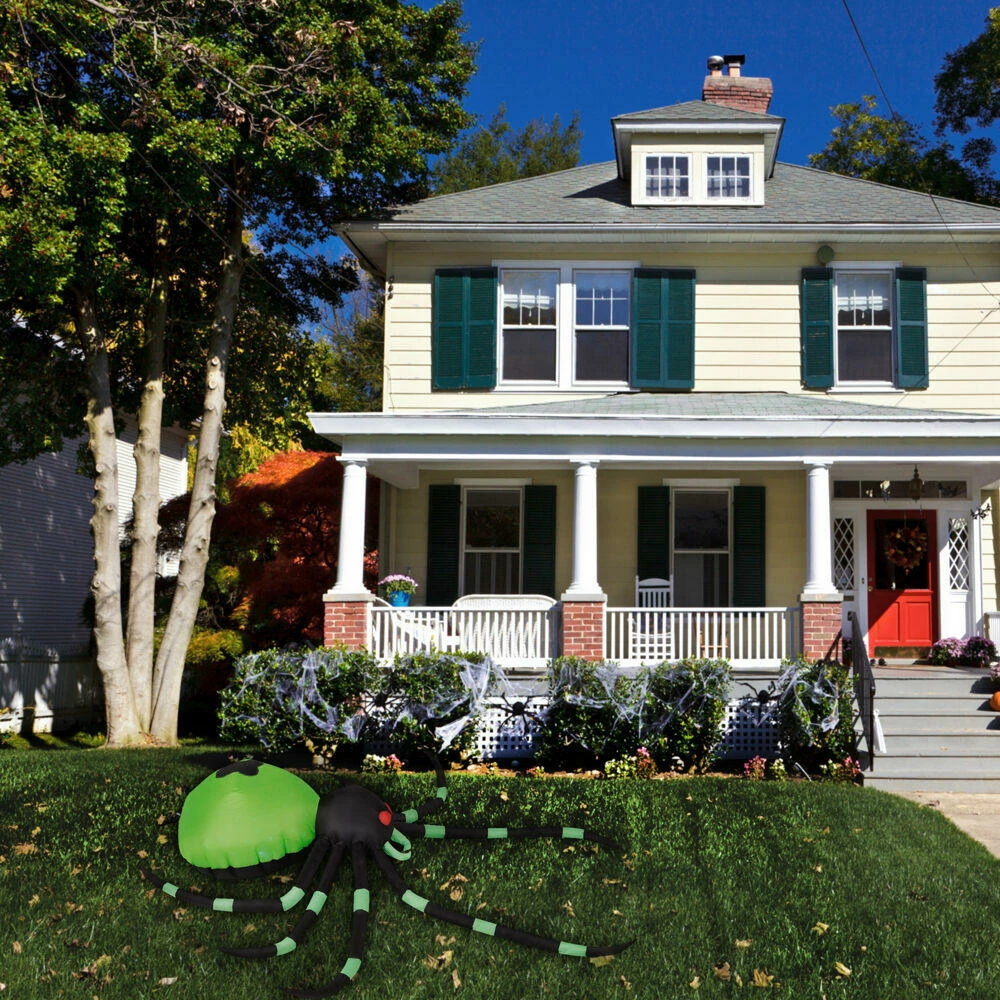 Fraser Hill Farm Haunted Hill Farm 6.5-Ft. Inflatable Pre-Lit Black And Green Spider - Image 5