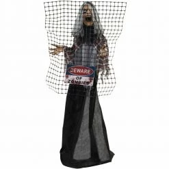 Fraser Hill Farm Haunted Hill Farm 5-Ft. Break-Thru Barry The Animated Electrified Zombie, Indoor Or Covered Outdoor Halloween Decoration, Battery Operated