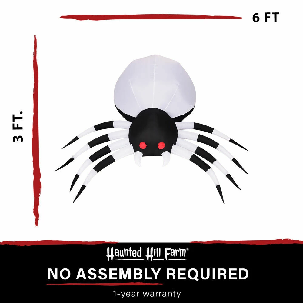 Fraser Hill Farm Haunted Hill Farm 6-Ft. Inflatable Pre-Lit Spider With Disco Lights - Image 2
