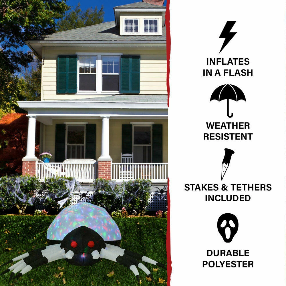 Fraser Hill Farm Haunted Hill Farm 6-Ft. Inflatable Pre-Lit Spider With Disco Lights - Image 4